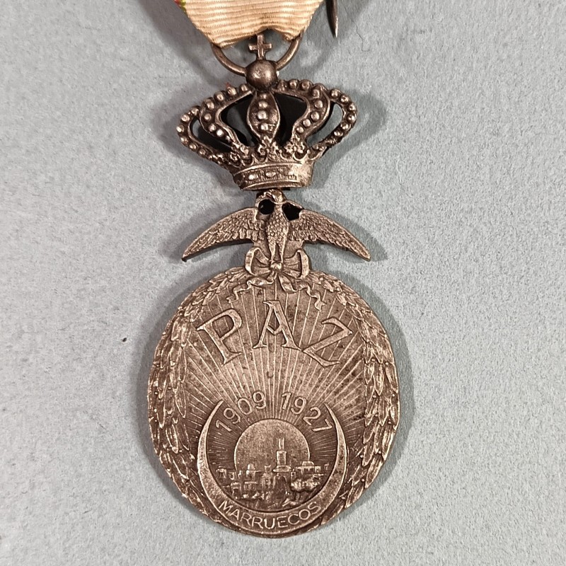 ESPAGNE MAROC MEDAILLE DE LA PAZ 1909 1927 LA PAIX AU MAROC GUERRE DU RIF MARRUECOS ETOILE ARGENT
